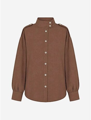 Camicia casual abbottonata con collo alla coreana mixray