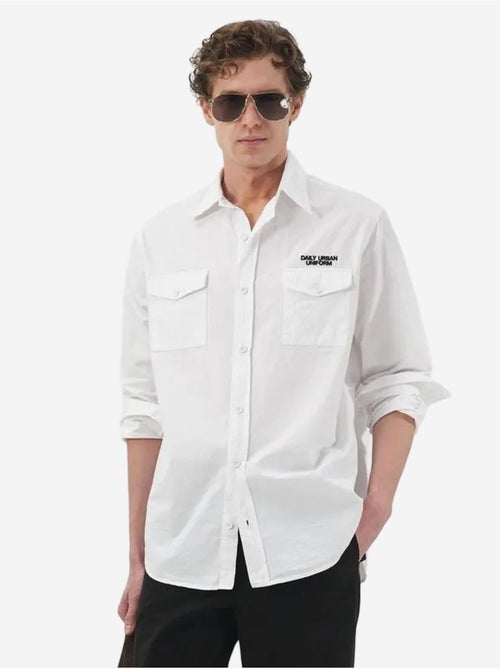 Camicia casual in cotone a maniche lunghe con taschino giesto - Kiabi Camicia casual in cotone a maniche lunghe con taschino giesto - Kiabi