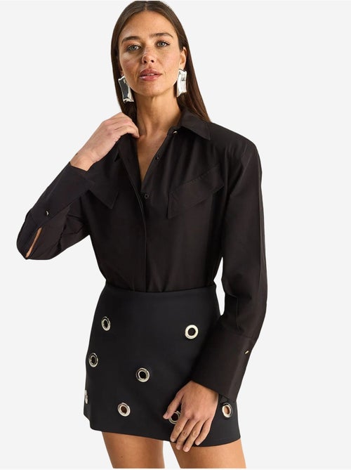 Camicia casual in popeline a maniche lunghe con bottoni e taschino lucci - Kiabi Camicia casual in popeline a maniche lunghe con bottoni e taschino lucci - Kiabi