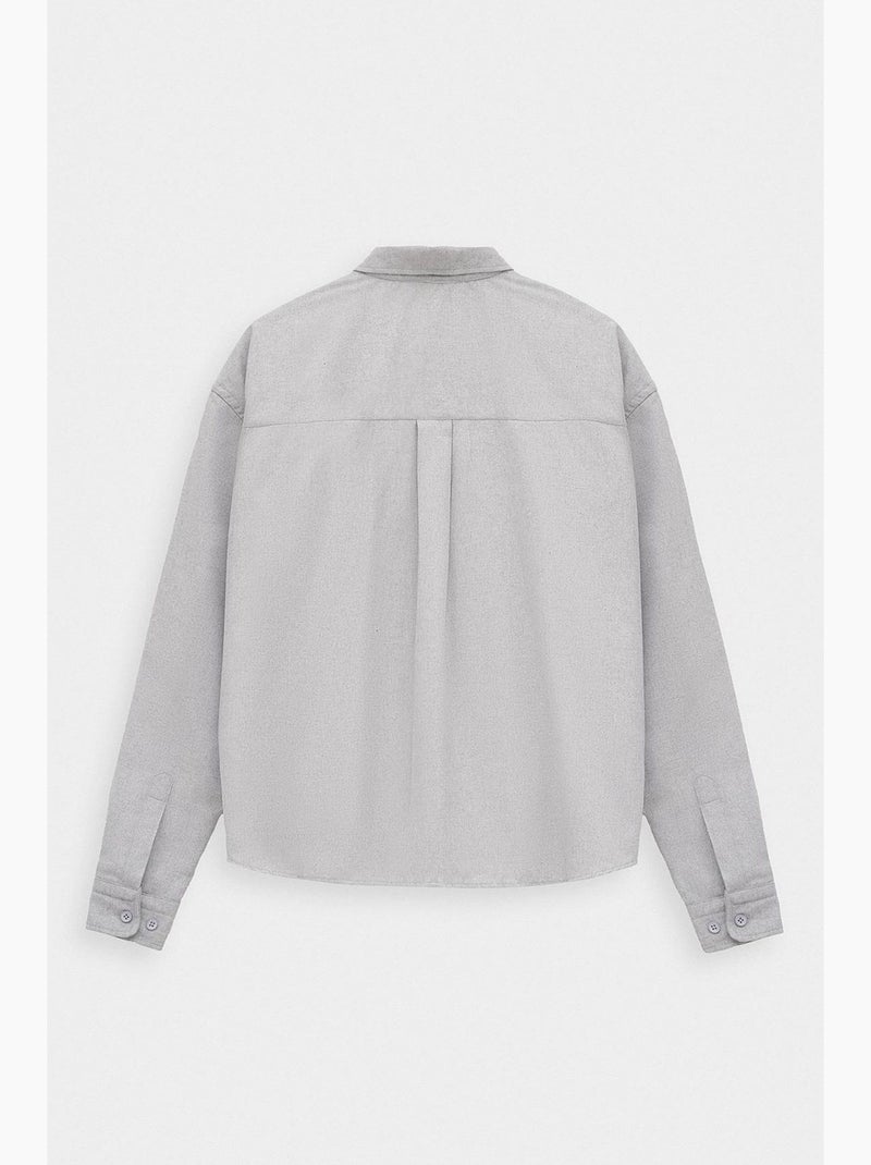 Camicia classica con bottoni giesto Grigio chiaro - Kiabi