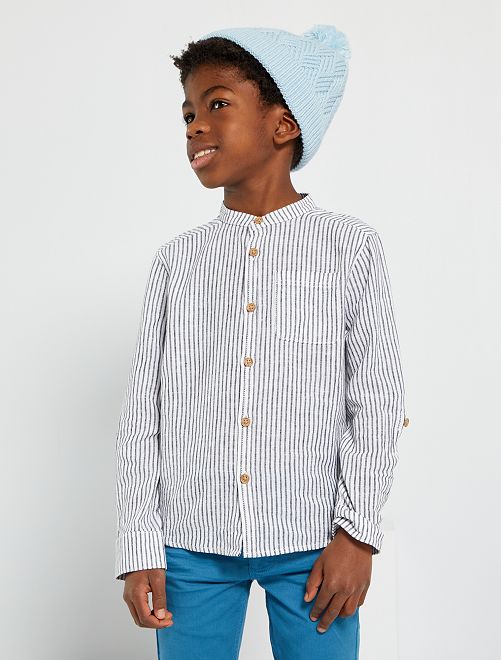 Camicia colletto alla coreana - BLU - Kiabi - 9.00€