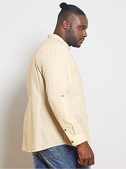 Taglie forti Uomo - Camicia colletto coreana lino e cotone - Kiabi