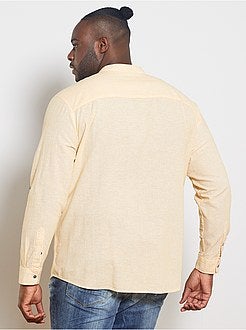 Taglie forti Uomo - Camicia colletto coreana lino e cotone - Kiabi