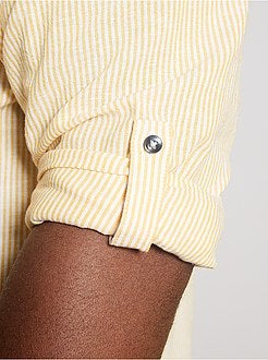 Taglie forti Uomo - Camicia colletto coreana lino e cotone - Kiabi