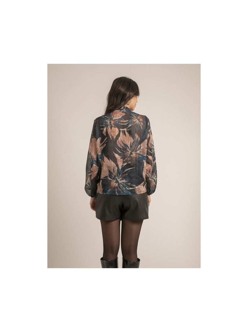 Camicia colletto fiocco a motivi ORTENSE Blu marino - Kiabi