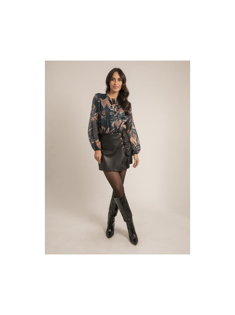 Camicia colletto fiocco a motivi ORTENSE Blu marino - Kiabi