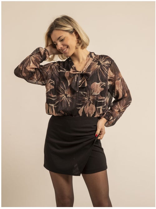 Camicia colletto fiocco a motivi ORTENSE - Kiabi