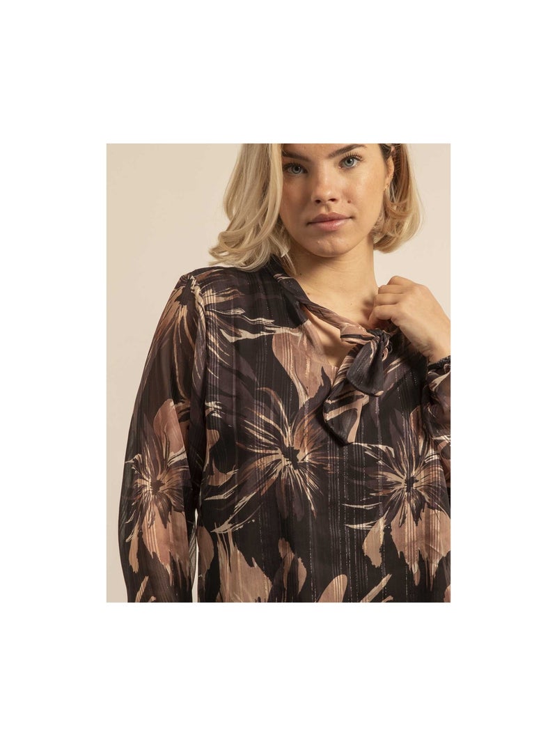 Camicia colletto fiocco a motivi ORTENSE Nero - Kiabi