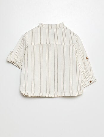 Camicia collo alla coreana con maniche arrotolabili