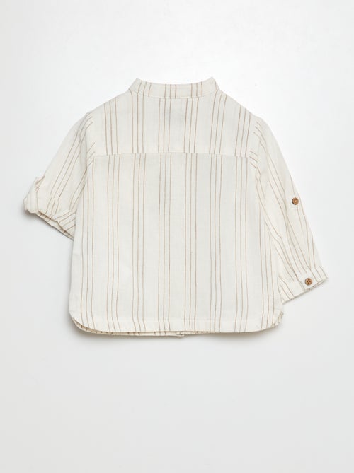 Camicia collo alla coreana con maniche arrotolabili - Kiabi