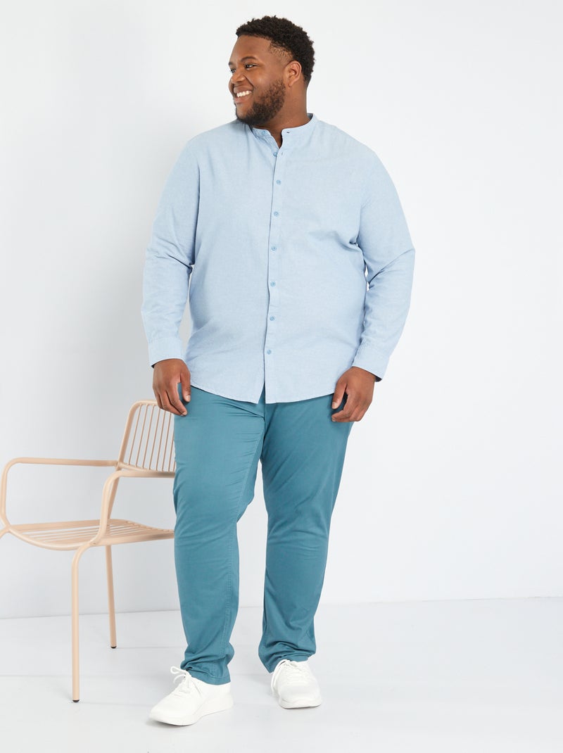 Camicia collo alla coreana con maniche lunghe BLU - Kiabi