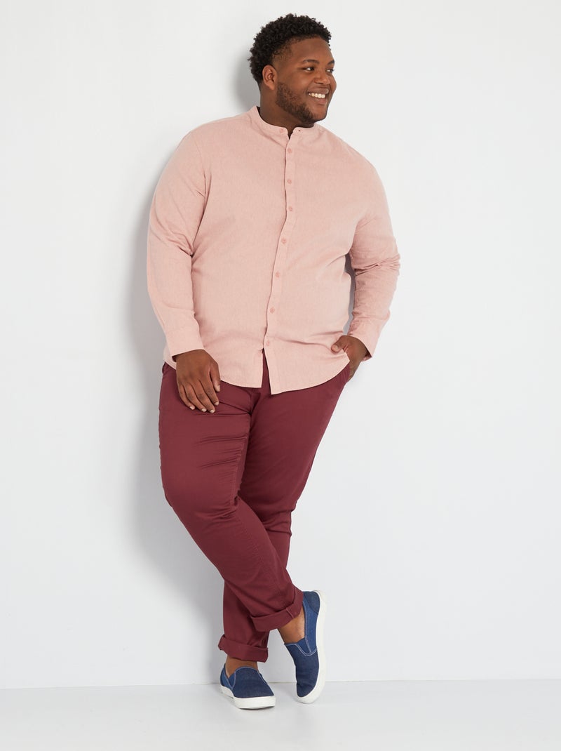 Camicia collo alla coreana con maniche lunghe ROSA - Kiabi