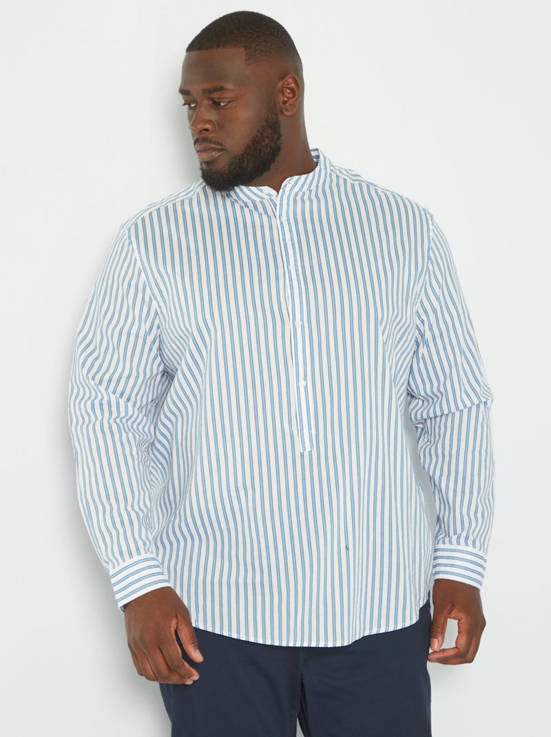 Camicia collo alla coreana in cotone BIANCO - Kiabi