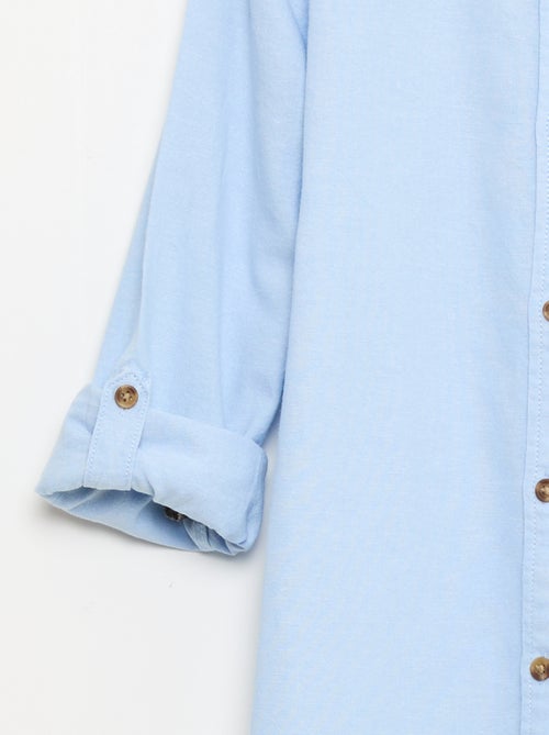 Camicia collo alla coreana in cotone tinta unita - Kiabi