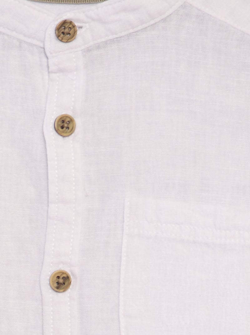 Camicia collo alla coreana in misto lino bianco - Kiabi