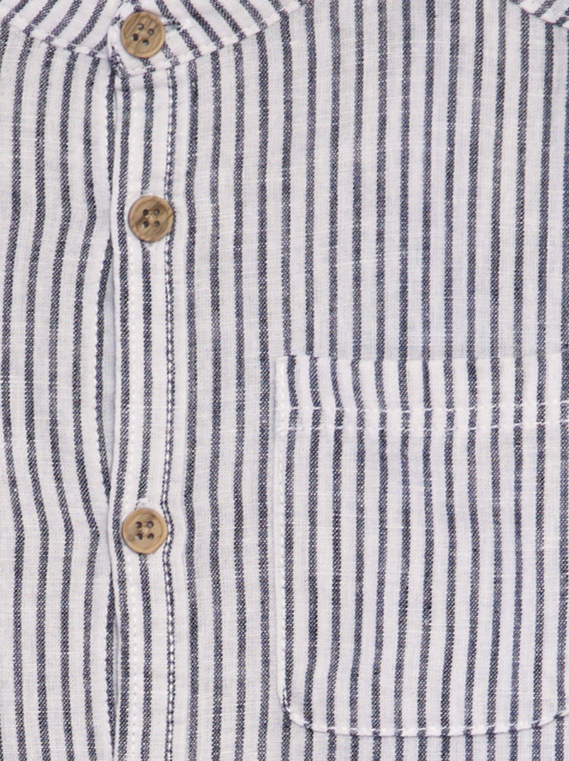 Camicia collo alla coreana in misto lino BLU - Kiabi