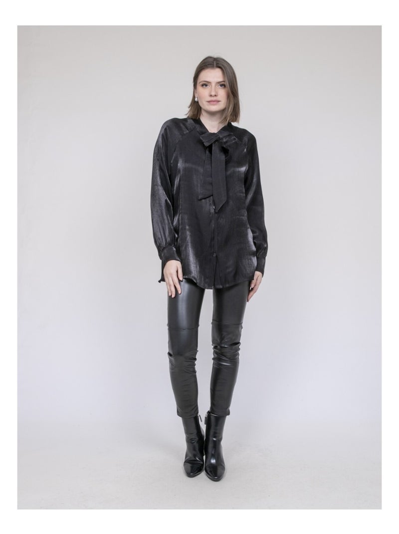 Camicia collo lavallière ORNELLA Nero - Kiabi