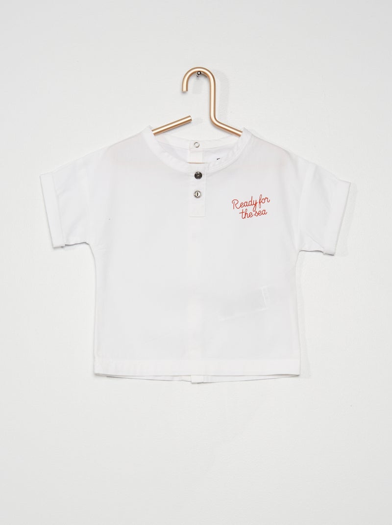 Camicia collo serafino BIANCO - Kiabi