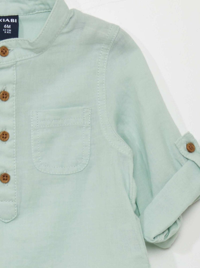 Camicia collo serafino BLU - Kiabi