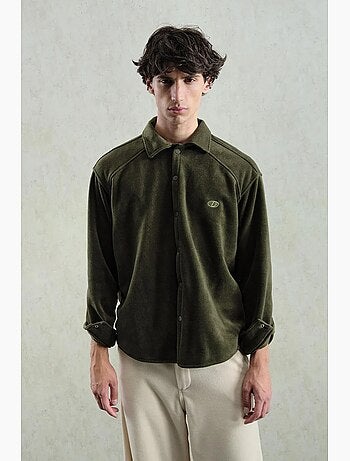 Camicia comfort fit a maniche lunghe testurizzata con ricamo giesto