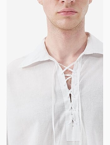 Camicia con allacciatura frontale in popeline di cotone da uomo giesto