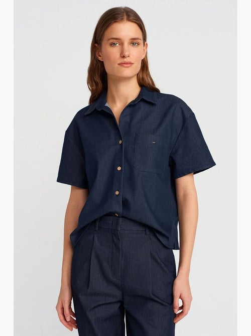 Camicia con bottoni a maniche corte in misto lino dilvin - Kiabi