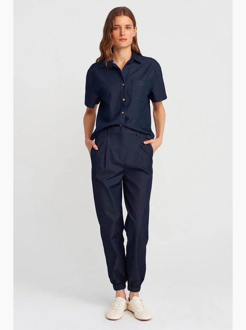 Camicia con bottoni a maniche corte in misto lino dilvin Blu marino - Kiabi
