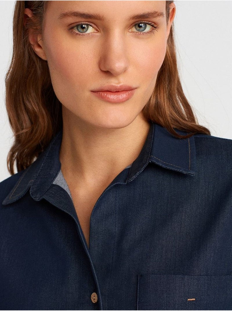 Camicia con bottoni a maniche corte in misto lino dilvin Blu marino - Kiabi