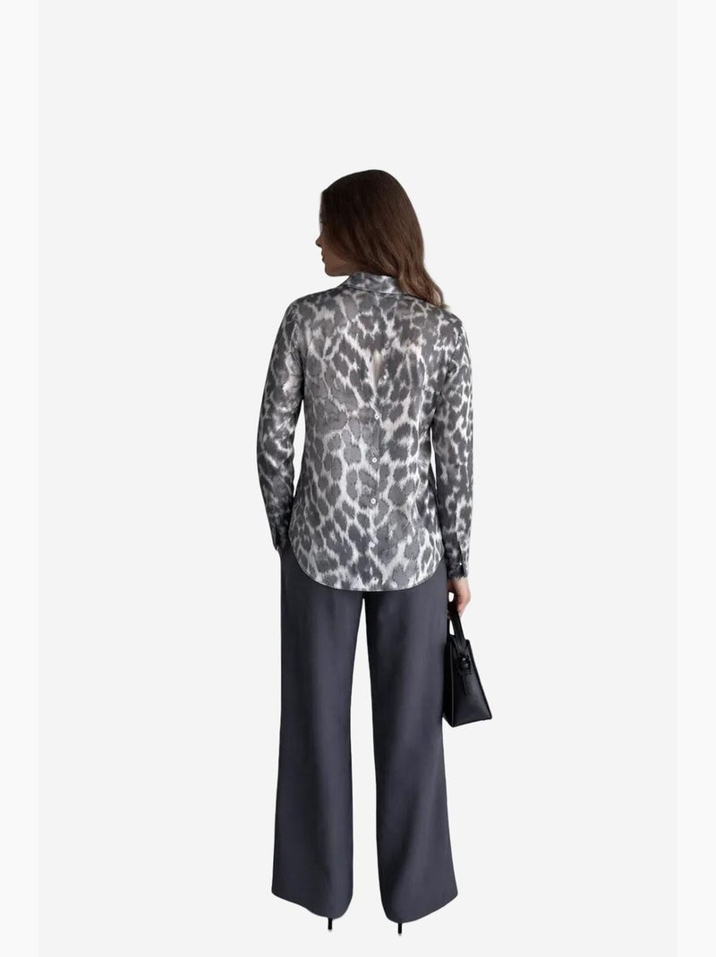 Camicia con bottoni a stampa leopardata my fashion Grigio - Kiabi