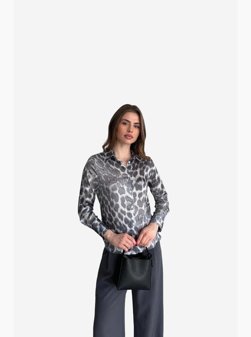 Camicia con bottoni a stampa leopardata my fashion Grigio - Kiabi