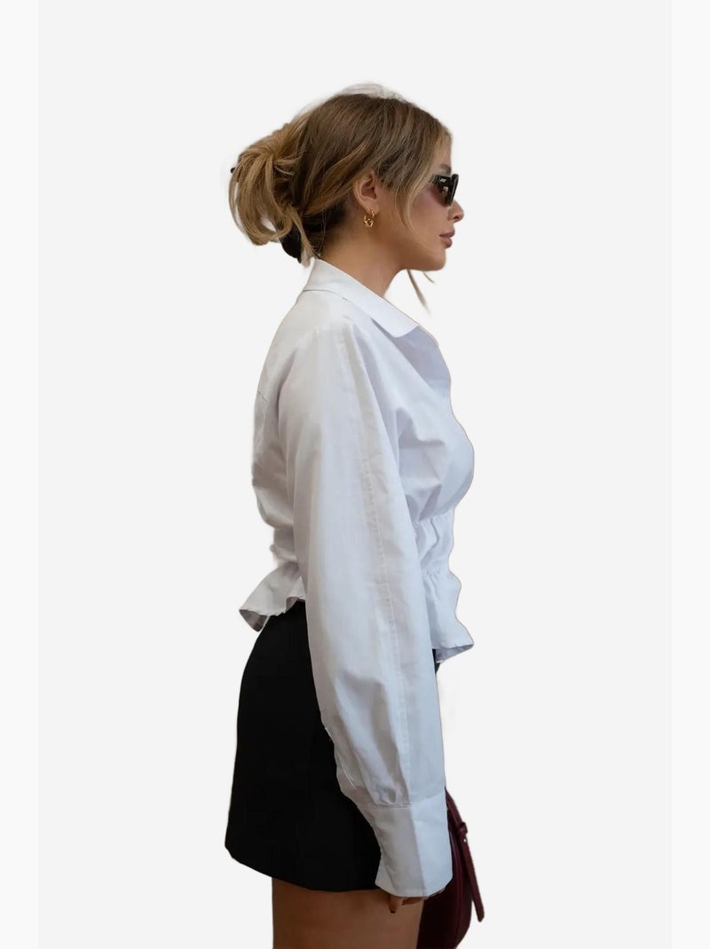 Camicia con bottoni bianchi valletta hiccup Bianco - Kiabi