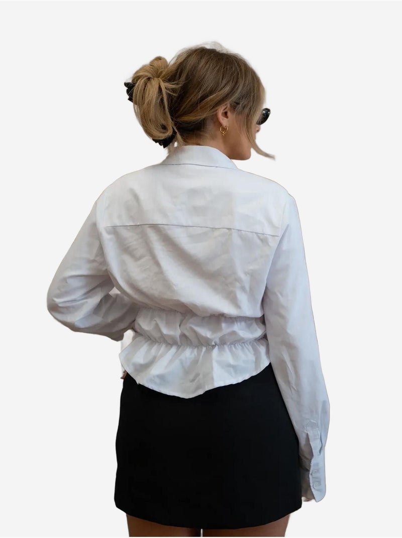 Camicia con bottoni bianchi valletta hiccup Bianco - Kiabi