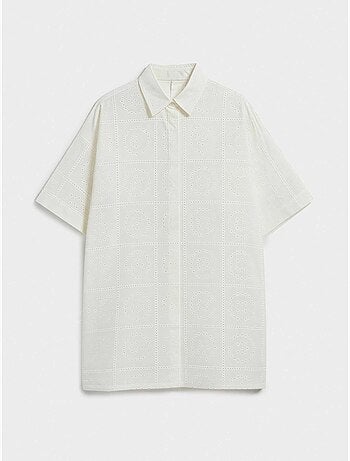 Camicia con bottoni e dettagli traforati 100% cotone