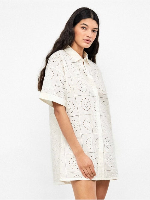 Camicia con bottoni e dettagli traforati 100% cotone - Kiabi