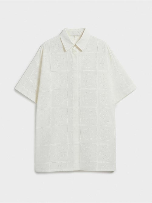 Camicia con bottoni e dettagli traforati 100% cotone - Kiabi