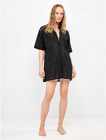 Camicia con bottoni e dettagli traforati 100% cotone