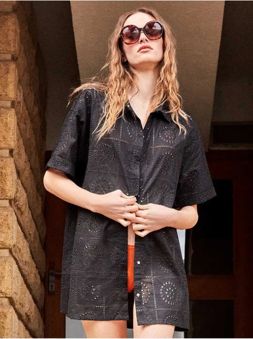 Camicia con bottoni e dettagli traforati 100% cotone - Kiabi