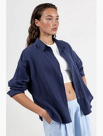 Camicia con bottoni in cotone testurizzato busem