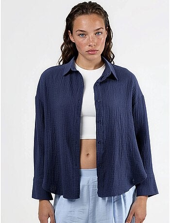 Camicia con bottoni in cotone testurizzato busem