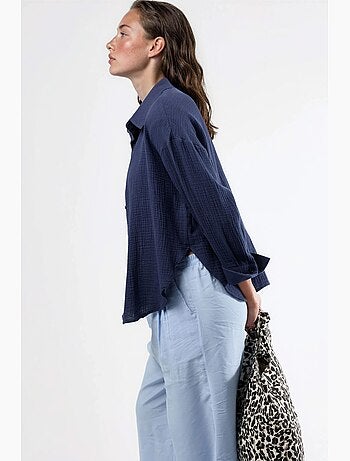 Camicia con bottoni in cotone testurizzato busem