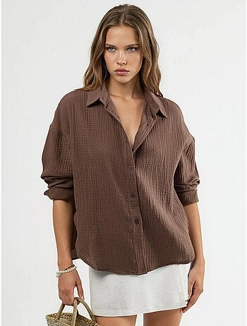 Camicia con bottoni in cotone testurizzato busem