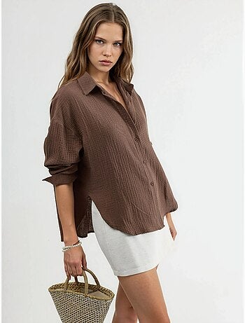 Camicia con bottoni in cotone testurizzato busem