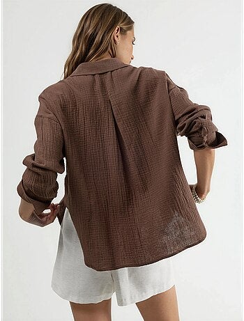 Camicia con bottoni in cotone testurizzato busem