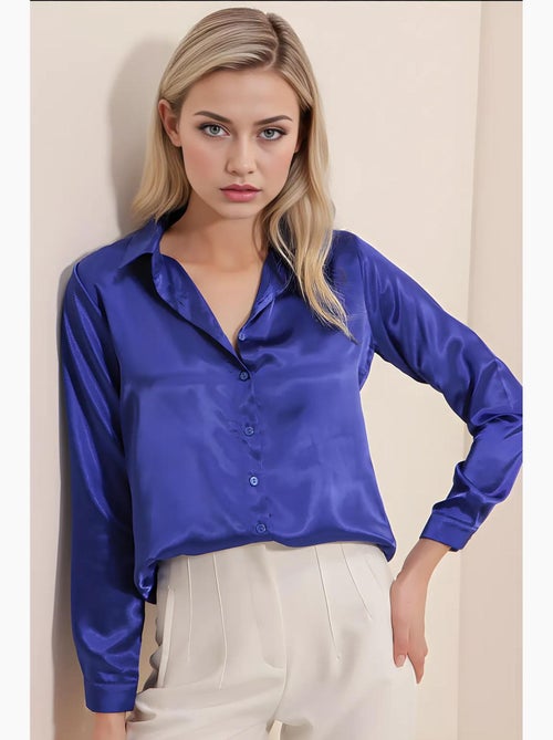 Camicia con bottoni in raso tessuto bdart - Kiabi