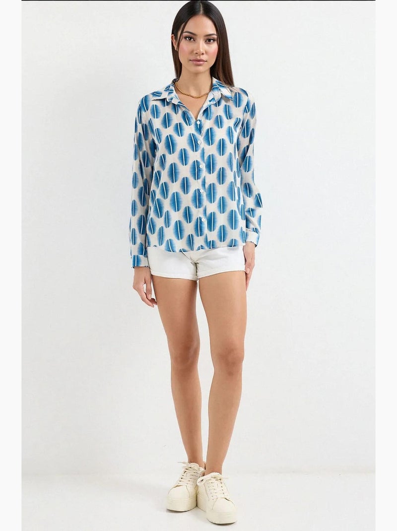 Camicia con bottoni in raso tessuto bdart Blu zaffiro - Kiabi