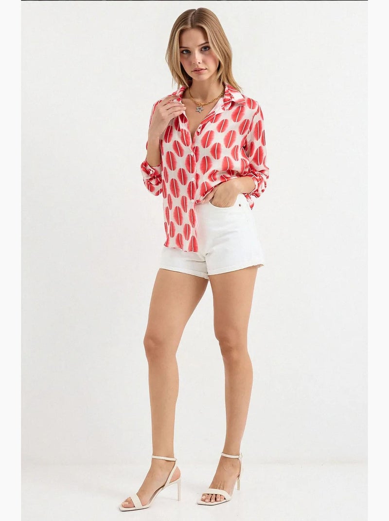 Camicia con bottoni in raso tessuto bdart Corallo - Kiabi
