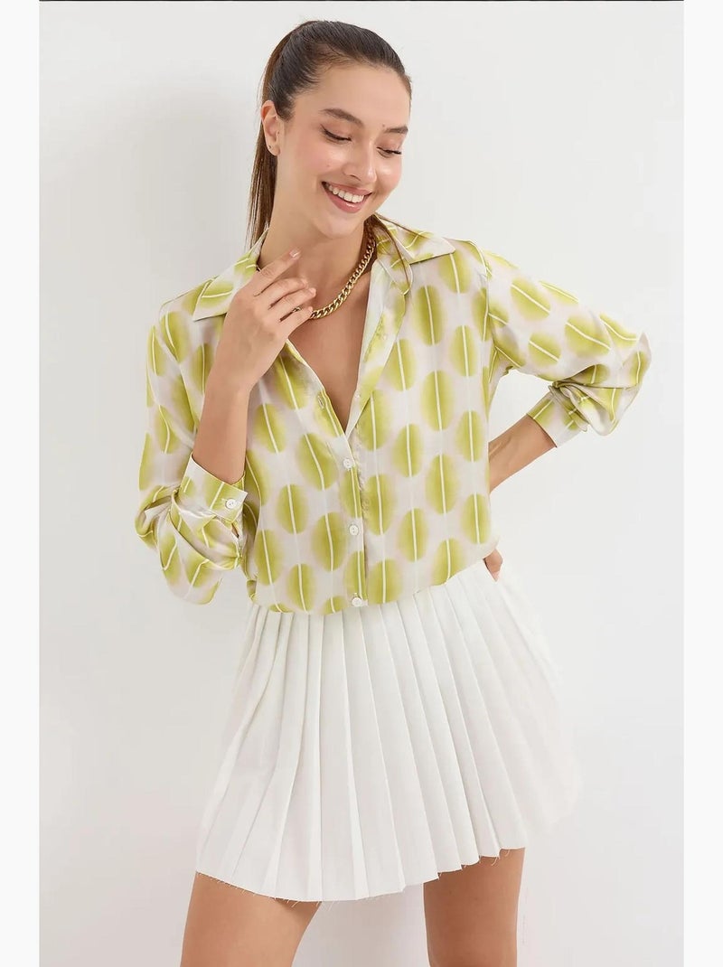 Camicia con bottoni in raso tessuto bdart Giallo - Kiabi