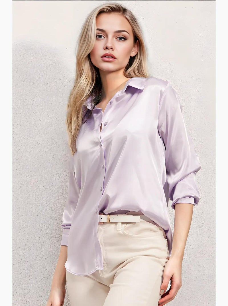 Camicia con bottoni in raso tessuto bdart Lavanda - Kiabi