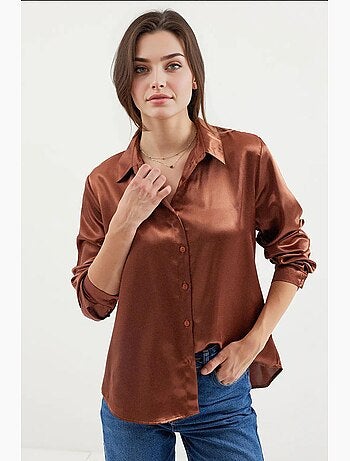 Camicia con bottoni in raso tessuto bdart