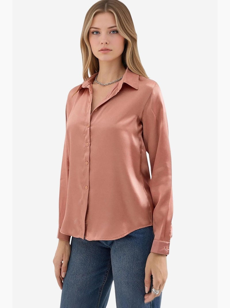Camicia con bottoni in raso tessuto bdart Rame - Kiabi